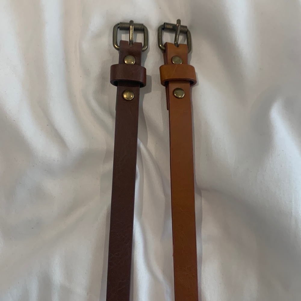 Pack of 2 brown skinny belts - fits waist size 4